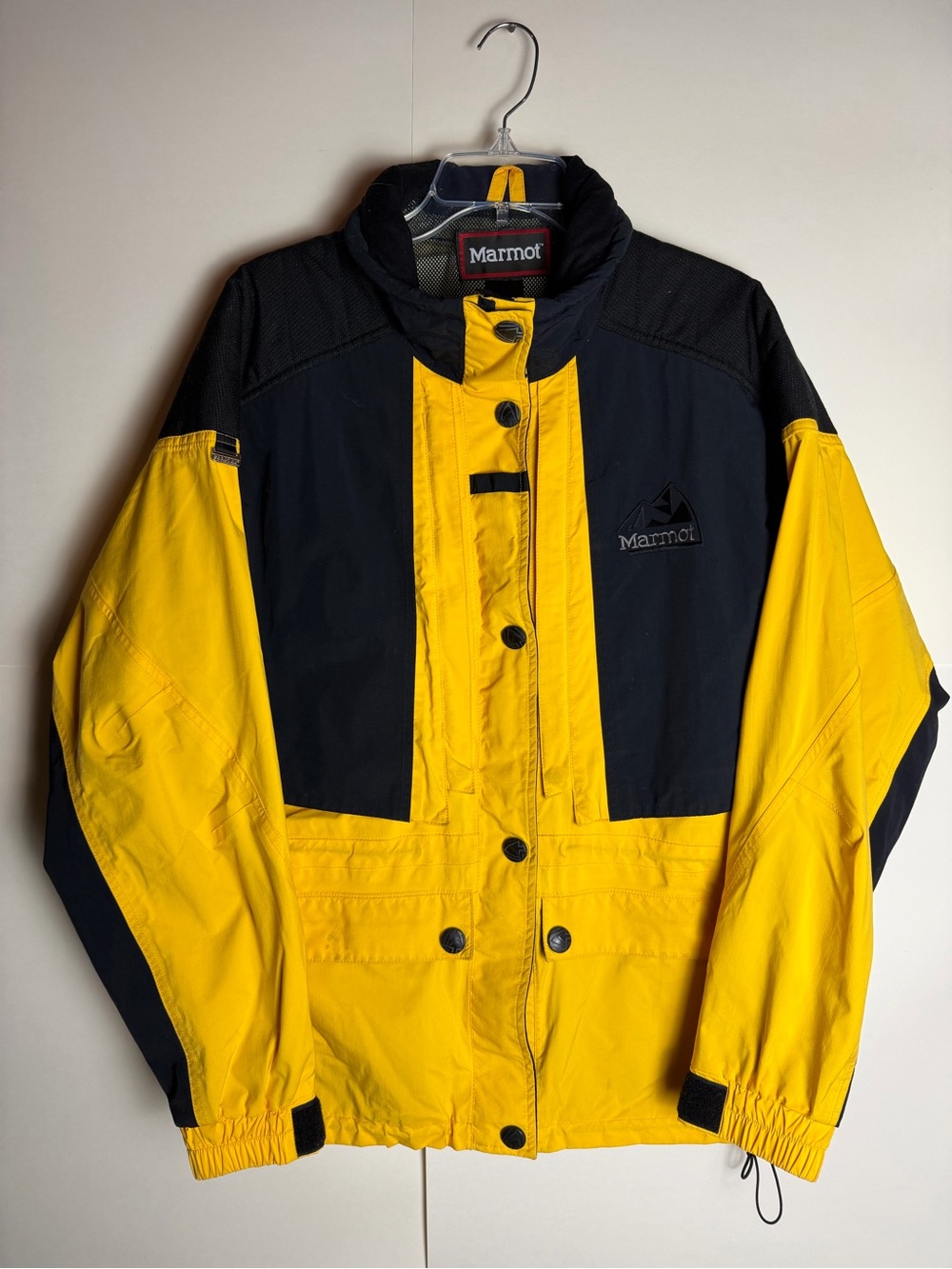 Vintage Marmot Gore-Tex Yellow Black Ski Jacket Colorblock Outdoor Shell